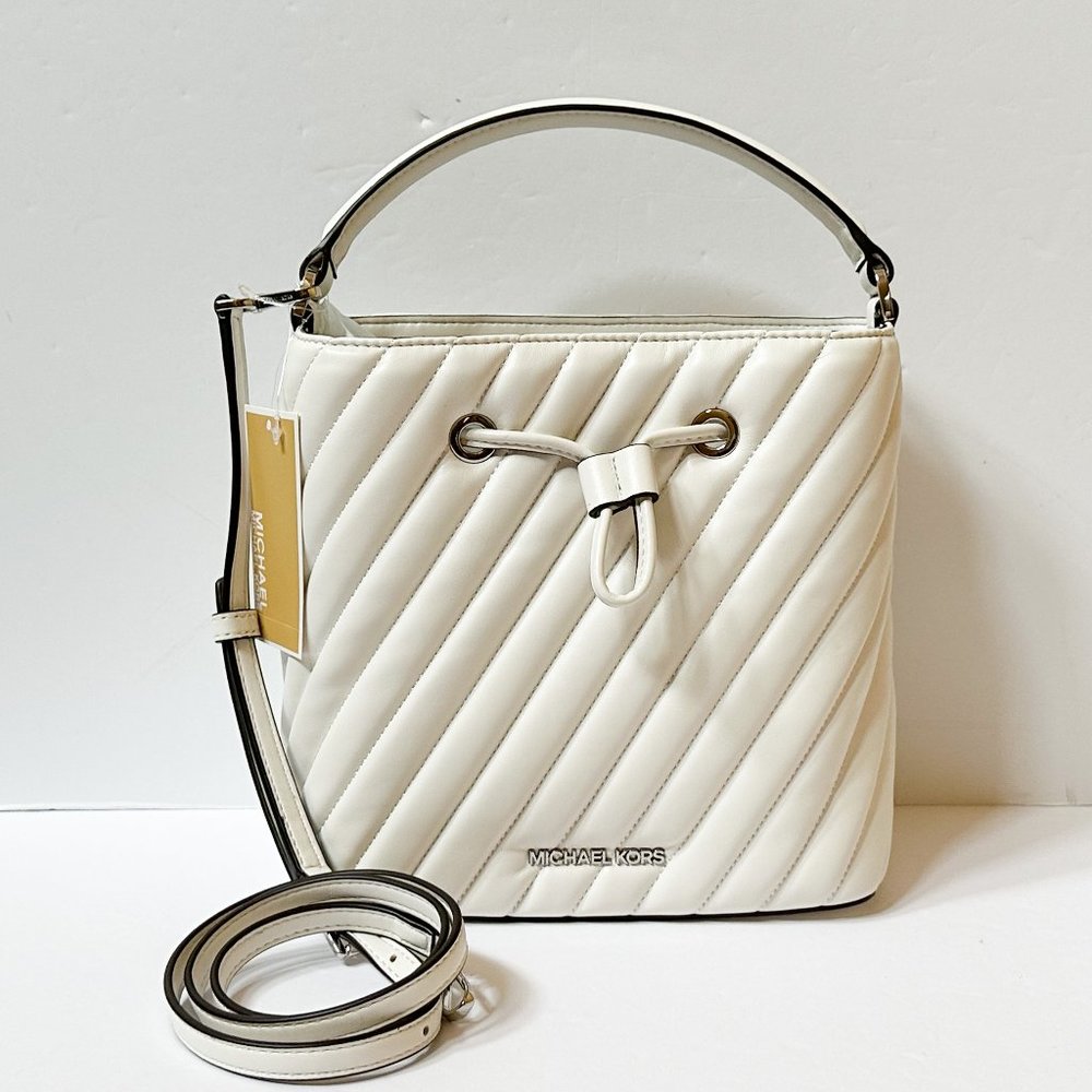 Michael Kors Suri Medium Top Handle Shoulder Crossbody Bag Optic White - Picture 5 of 14